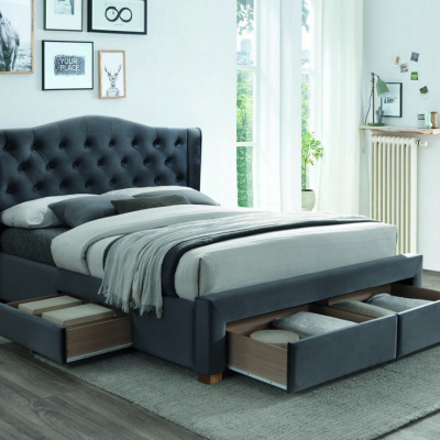 Manželská postel s úložným prostorem LUDVINA 1 - 160x200, šedá