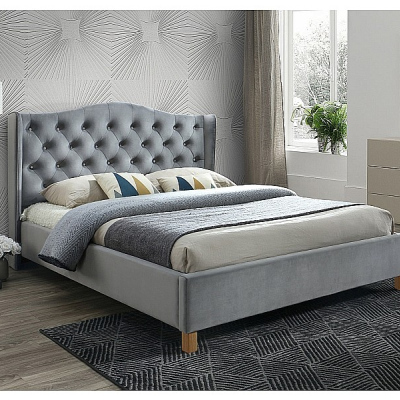 Čalouněná manželská postel LUDVINA 2 - 180x200 cm, šedá