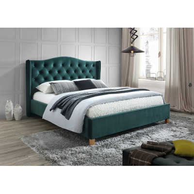 Čalouněná manželská postel LUDVINA 2 - 180x200 cm, zelená