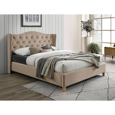 Čalouněná manželská postel LUDVINA 2 - 160x200 cm, béžová