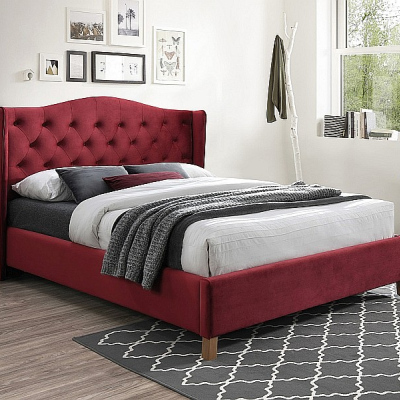 Čalouněná manželská postel LUDVINA 2 - 160x200 cm, bordová
