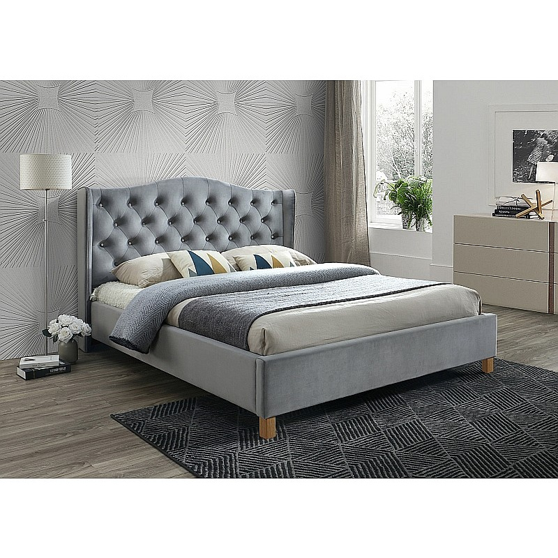 Čalouněná manželská postel LUDVINA 2 - 160x200 cm, šedá