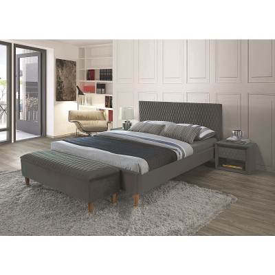 Čalouněná manželská postel NEVIO - 140x200 cm, šedá