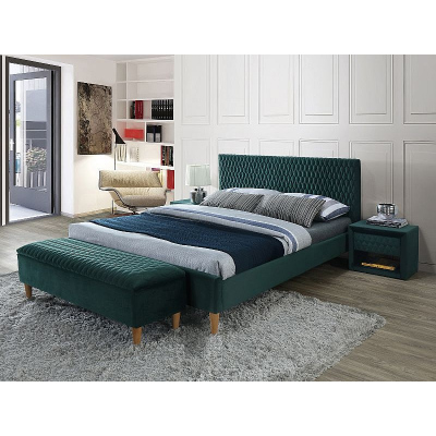 Čalouněná manželská postel NEVIO - 160x200 cm, zelená