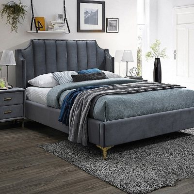 Čalouněná manželská postel VIOLETA - 160x200 cm, šedá