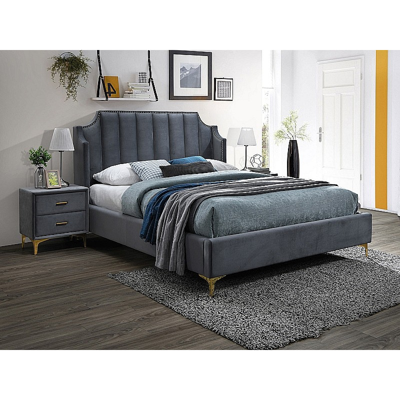 Čalouněná manželská postel VIOLETA - 160x200 cm, šedá