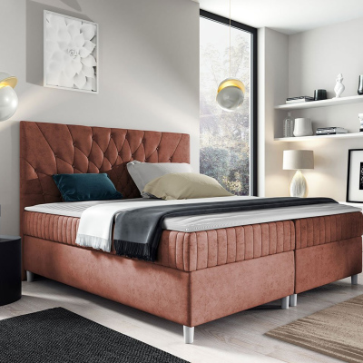 Hotelová manželská postel 180x200 RUSK - růžová + topper ZDARMA