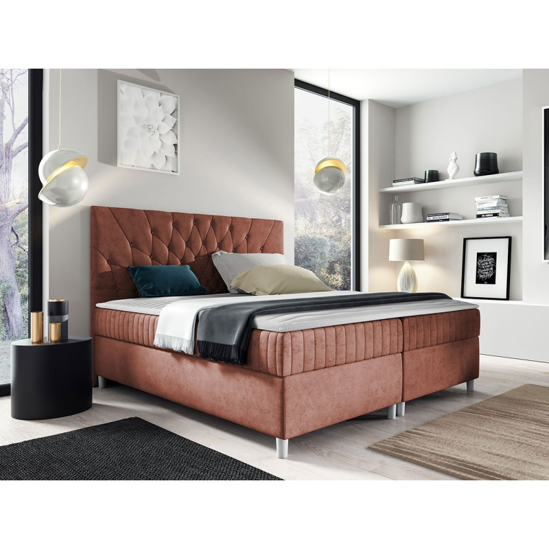 Hotelová manželská postel 180x200 RUSK - růžová + topper ZDARMA