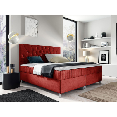 Hotelová manželská postel 180x200 RUSK - červená + topper ZDARMA