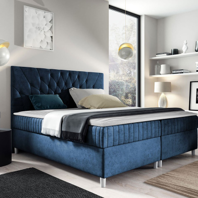 Hotelová manželská postel 180x200 RUSK - modrá + topper ZDARMA