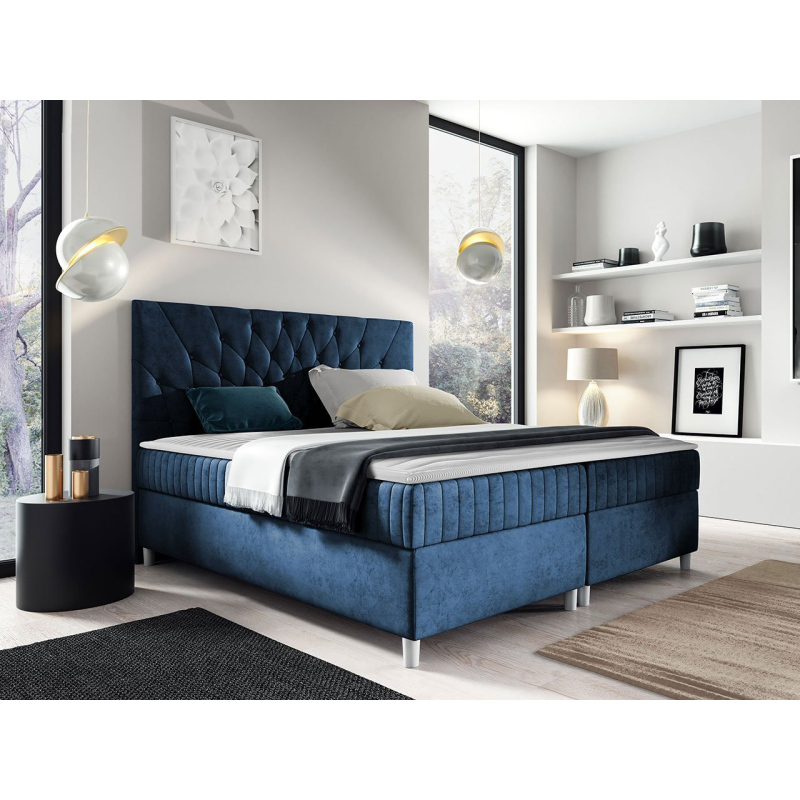 Hotelová manželská postel 180x200 RUSK - modrá + topper ZDARMA