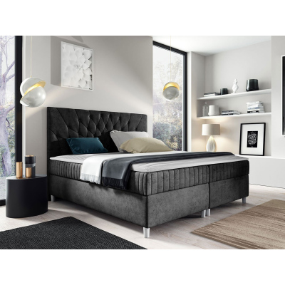 Hotelová manželská postel 160x200 RUSK - černá + topper ZDARMA