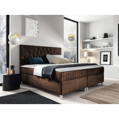Hotelová manželská postel 160x200 RUSK - hnědá + topper ZDARMA