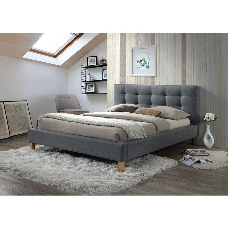 Čalouněná manželská postel AMEL - 160x200 cm, šedá