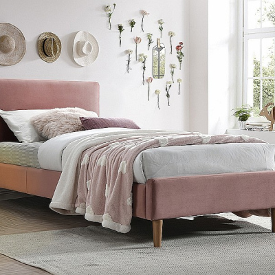 Skandinávská postel JUSTYNA - 90x200 cm, růžová
