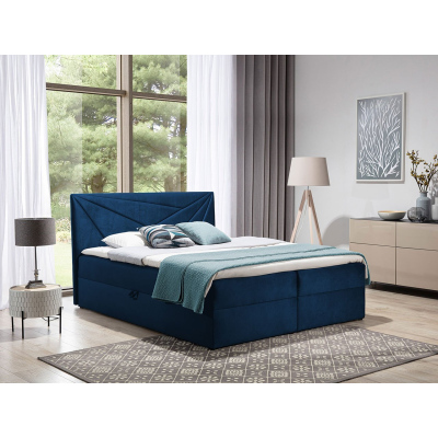 Hotelová manželská postel 160x200 TOMASA 5 - modrá + topper ZDARMA