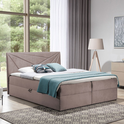 Hotelová manželská postel 140x200 TOMASA 5 - růžová + topper ZDARMA