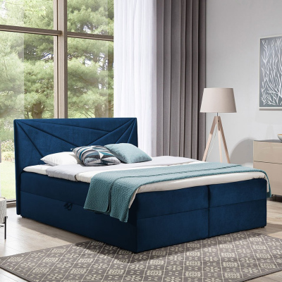Hotelová manželská postel 140x200 TOMASA 5 - modrá + topper ZDARMA