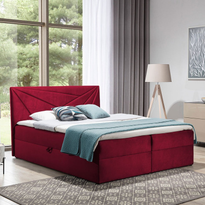 Hotelová manželská postel 140x200 TOMASA 5 - červená + topper ZDARMA