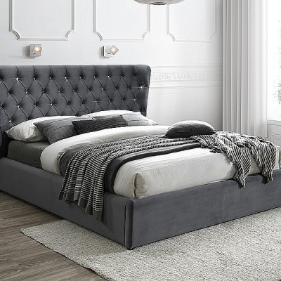 Čalouněná manželská postel MARLENA - 160x200 cm, šedá