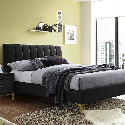 Čalouněná manželská postel VESNA - 160x200 cm, černá