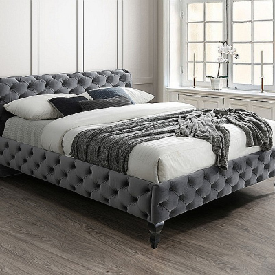 Čalouněná manželská postel RAFAELA - 160x200 cm, šedá
