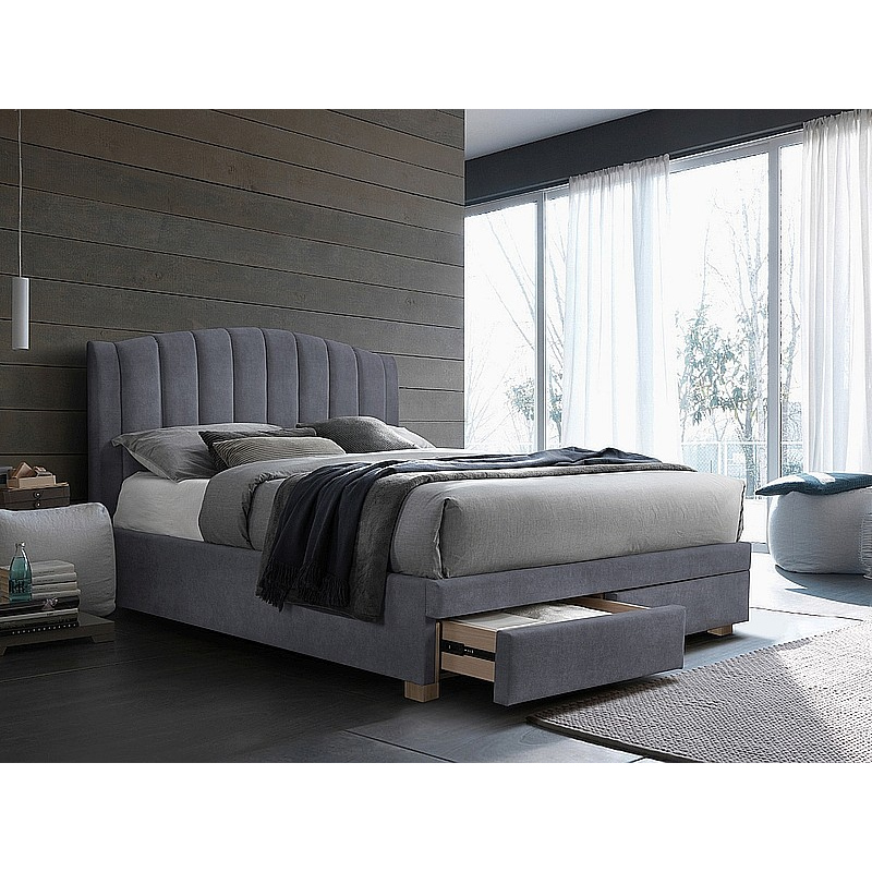 Čalouněná manželská postel PETRINA - 160x200 cm, šedá