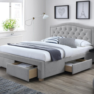 Čalouněná manželská postel OKSANA - 160x200 cm, šedá 1