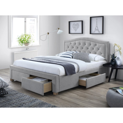 Čalouněná manželská postel OKSANA - 160x200 cm, šedá 1