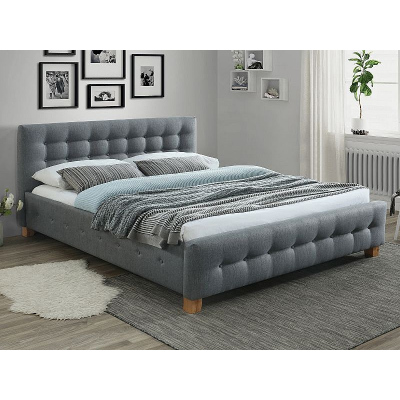 Čalouněná manželská postel MADLENA - 160x200 cm, šedá