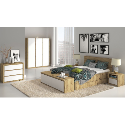 Nábytek do ložnice RITA 1 - dub artisan / bílý