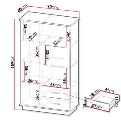 Policový regál MILAGRA - dub wotan / černý