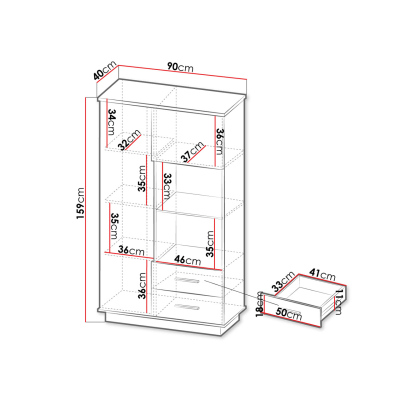 Policový regál MILAGRA - dub wotan / černý