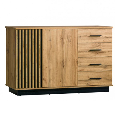 Kombinovaná komoda MILAGRA 2 - dub wotan / černá