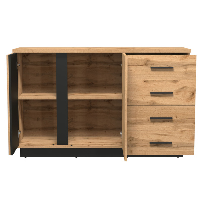 Kombinovaná komoda MILAGRA 2 - dub wotan / černá