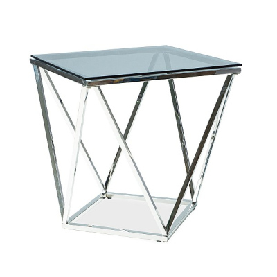 Designový odkládací stolek SULO - sklo / stříbrný