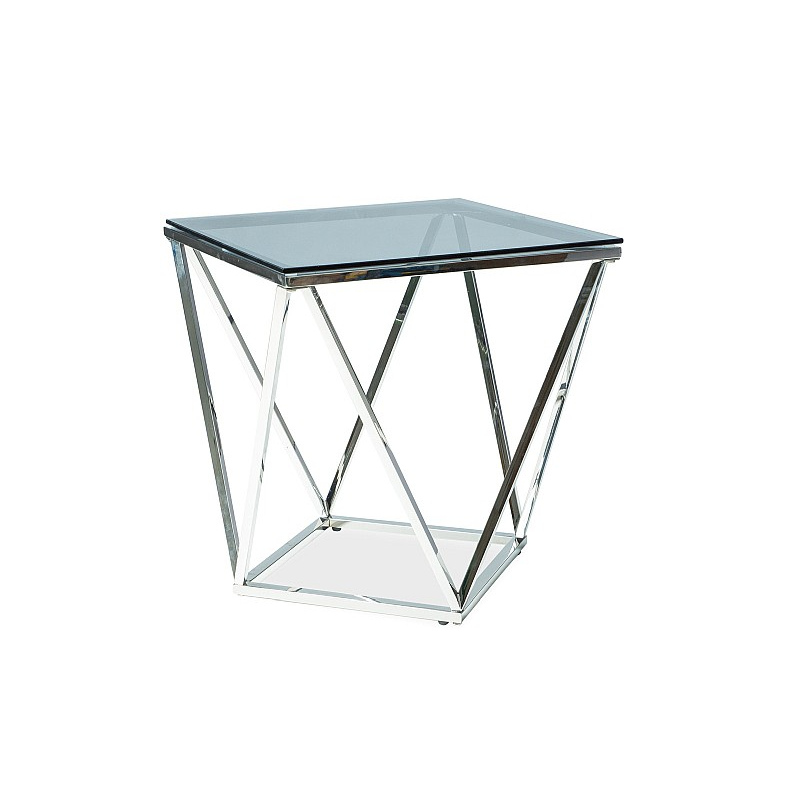 Designový odkládací stolek SULO - sklo / stříbrný