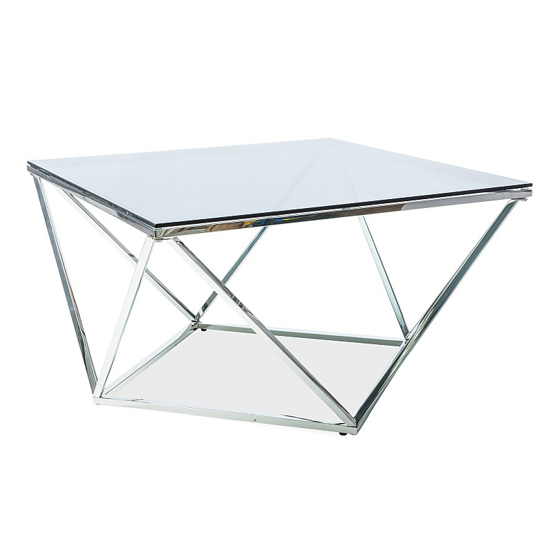 Designový konferenční stolek SULO - sklo / stříbrný