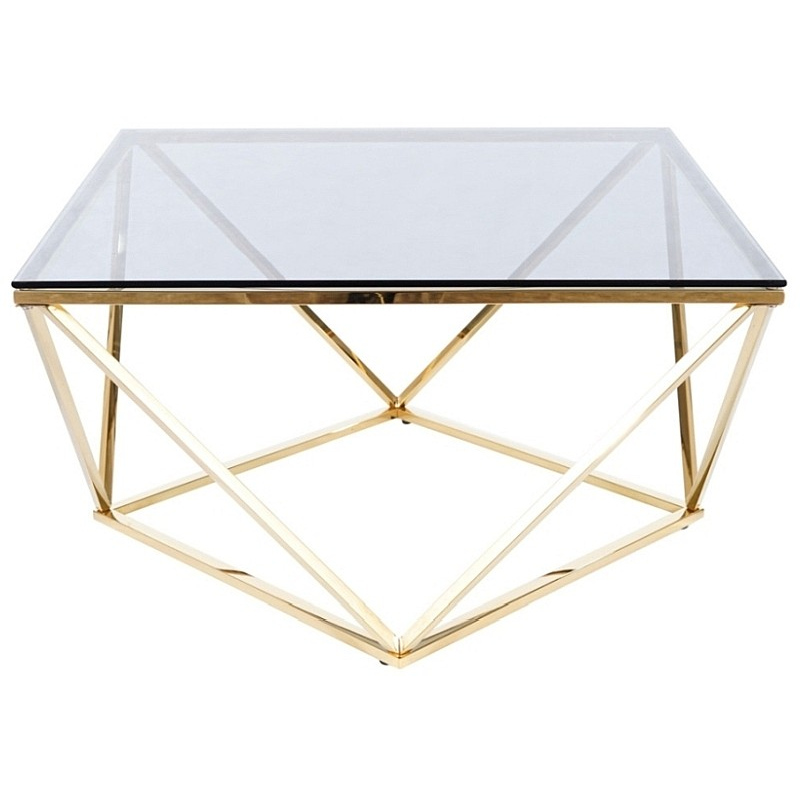 Designový konferenční stolek SULO - sklo / zlatý