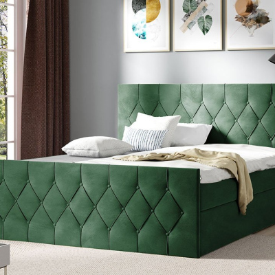 Boxspringová jednolůžková postel 120x200 SENCE 2 - zelená + topper ZDARMA