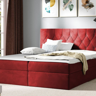 Americká dvojlůžková postel 200x200 SENCE 1 - červená + topper ZDARMA