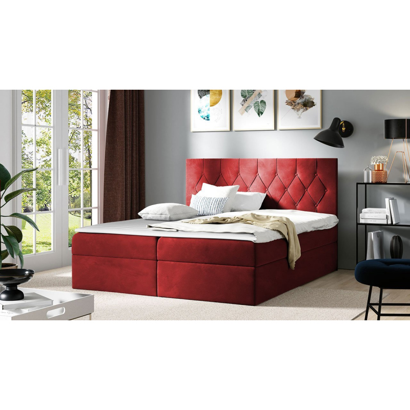 Americká dvojlůžková postel 200x200 SENCE 1 - červená + topper ZDARMA