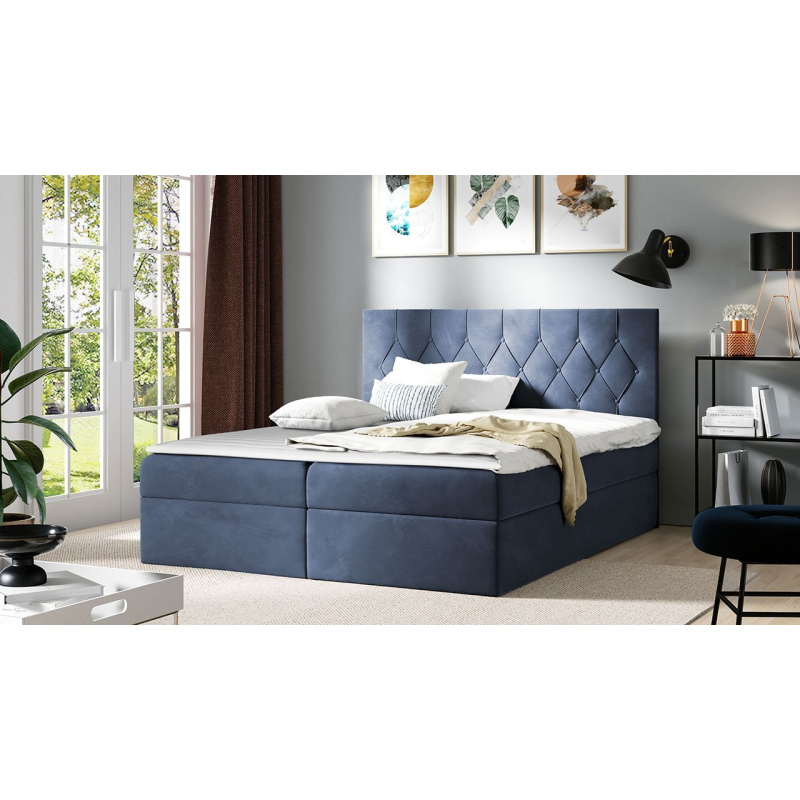 Americká dvojlůžková postel 200x200 SENCE 1 - modrá + topper ZDARMA