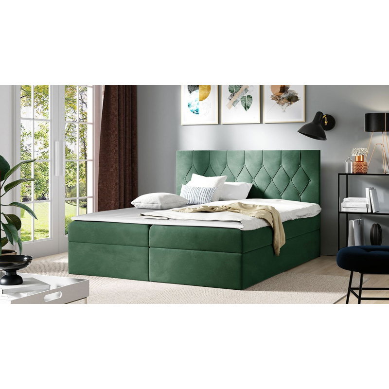 Americká dvojlůžková postel 200x200 SENCE 1 - zelená + topper ZDARMA