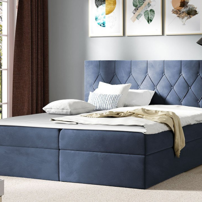 Americká dvojlůžková postel 180x200 SENCE 1 - modrá + topper ZDARMA