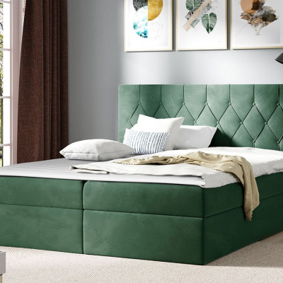 Americká dvojlůžková postel 180x200 SENCE 1 - zelená + topper ZDARMA