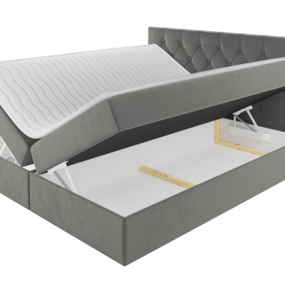Americká dvojlůžková postel 200x200 SENCE 1 - šedá + topper ZDARMA