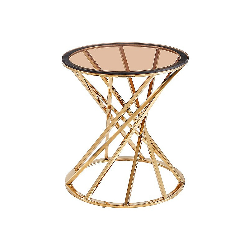 Designový odkládací stolek ODO - jantarové sklo / zlatý