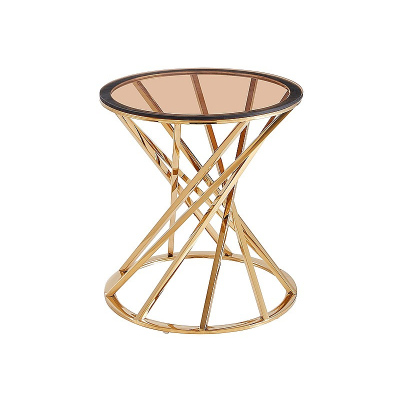 Designový odkládací stolek ODO - jantarové sklo / zlatý