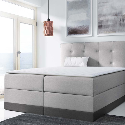 Boxspringová manželská postel 140x200 SANDIA - šedá + topper ZDARMA